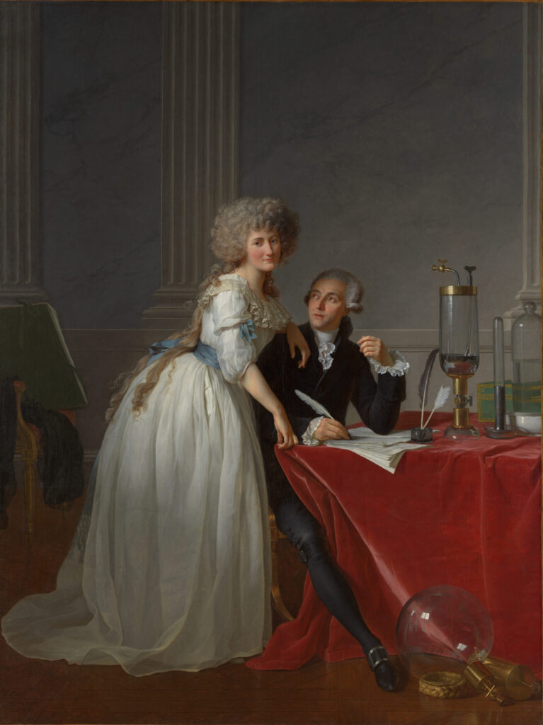 Marie Anne Paulze Lavoisier: Jacques-Louis David, Antoine Laurent Lavoisier and Marie Anne Lavoisier, 1788, Metropolitan Museum of Art, New York City, NY, USA.
