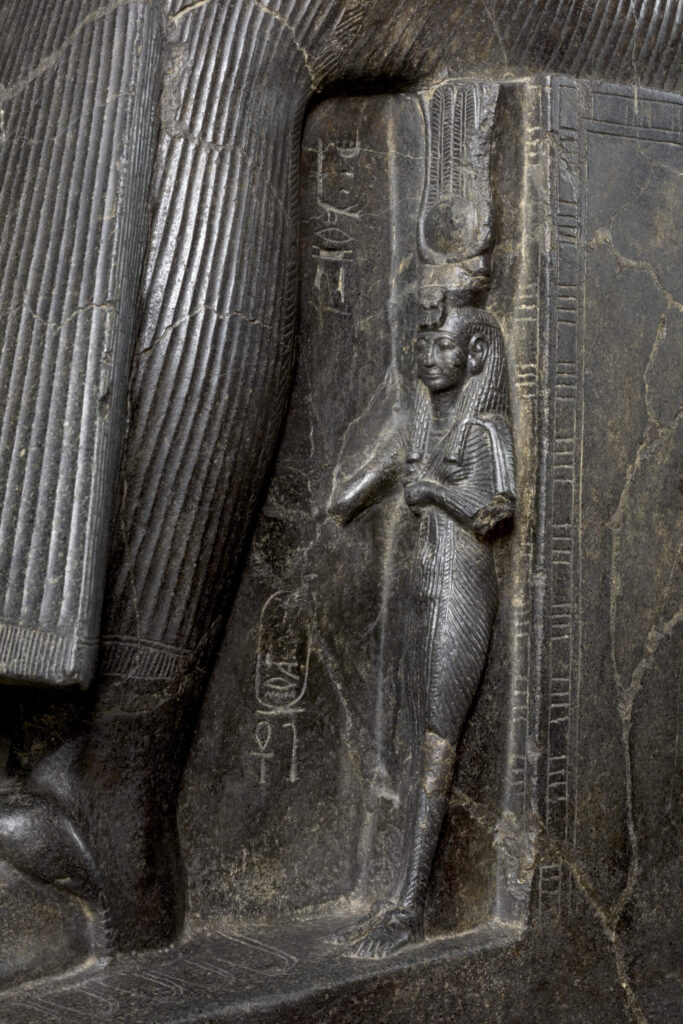 Ramesses II statue: Ramesses II, New Kingdom, 19th Dynasty, 1279–1254 BCE, granodiorite, Temple of Amun, Karnak Temple Complex, Thebes (Luxor), Egypt, Museo Egizio, Turin, Italy. Detail.
