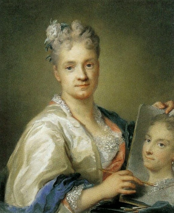 women in art academies: Rosalba Carriera, Self-Portrait Holding a Portrait of Her Sister, 1715, Uffizi Gallery, Florence, Italy.
