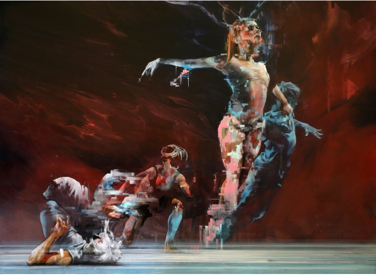 Ian Francis: Ian Francis, Hunt/Chase, 2019, mixed media on canvas. Artist’s website.
