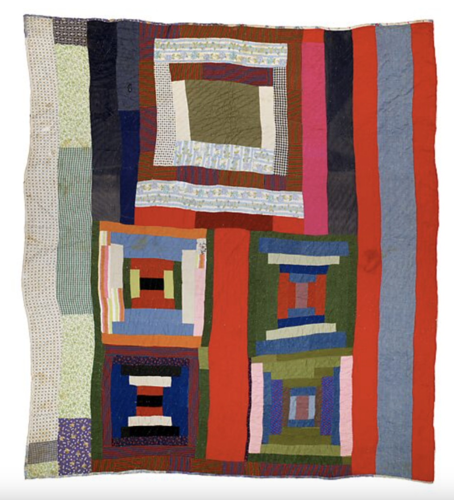 black folk artists: Lucy T. Pettway, Housetop and Bricklayer with Bars quilt, ca. 1955, Metropolitan Museum of Art, New York City, USA.
