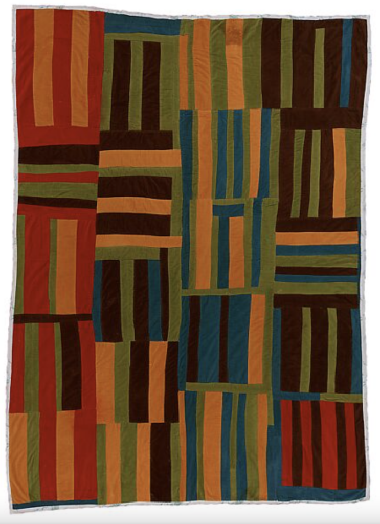 black folk artists: Willie “Ma Willie” Abrams, Roman Stripes quilt, ca. 1975, Metropolitan Museum of Art, New York City, USA.
