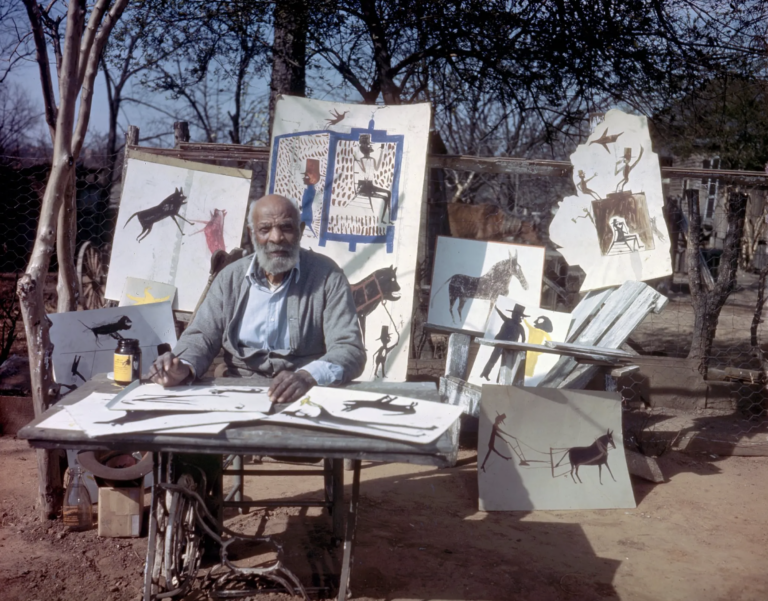 black folk artists: Bill Traylor in Montgomery, Alabama in the early 1940s. Photograph by Horace Perry. Alabama State Council on the Arts.
