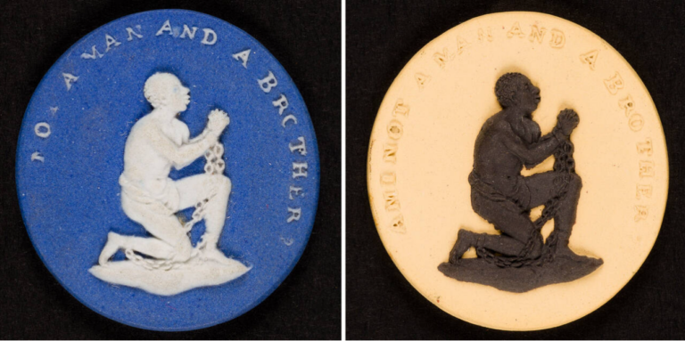 abolitionist art: Henry Webber, William Hackwood, Anti-Slavery Medallion, “Am I Not A Man and A Brother?”, 1787, The Diplomatic Reception Rooms, U.S. Department of State, Washington, D.C., USA.
