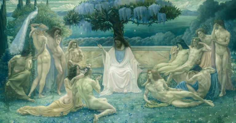 androgyny and misogyny in symbolist art: Jean Delville, The School of Plato, 1898, Musee d’Orsay, Paris, France. Detail.
