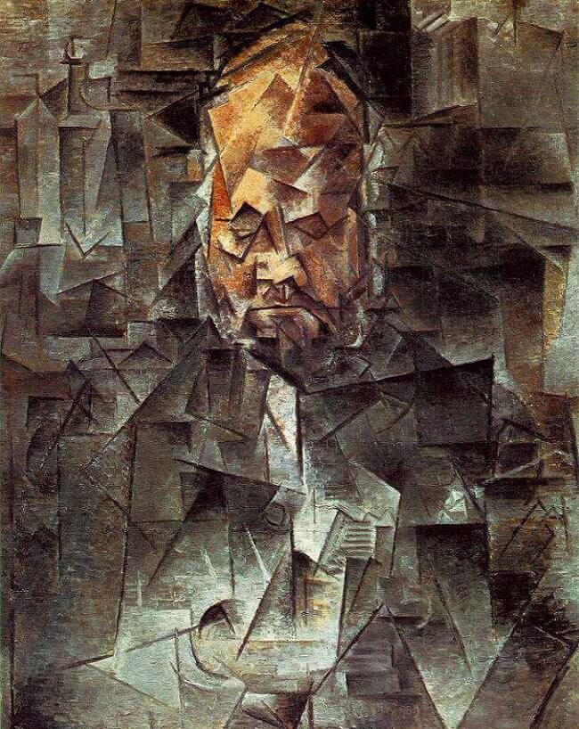 paul cézanne: Pablo Picasso, Portrait of Ambroise Vollard, 1910, Pushkin Museum of Fine Arts, Moscow, Russia.
