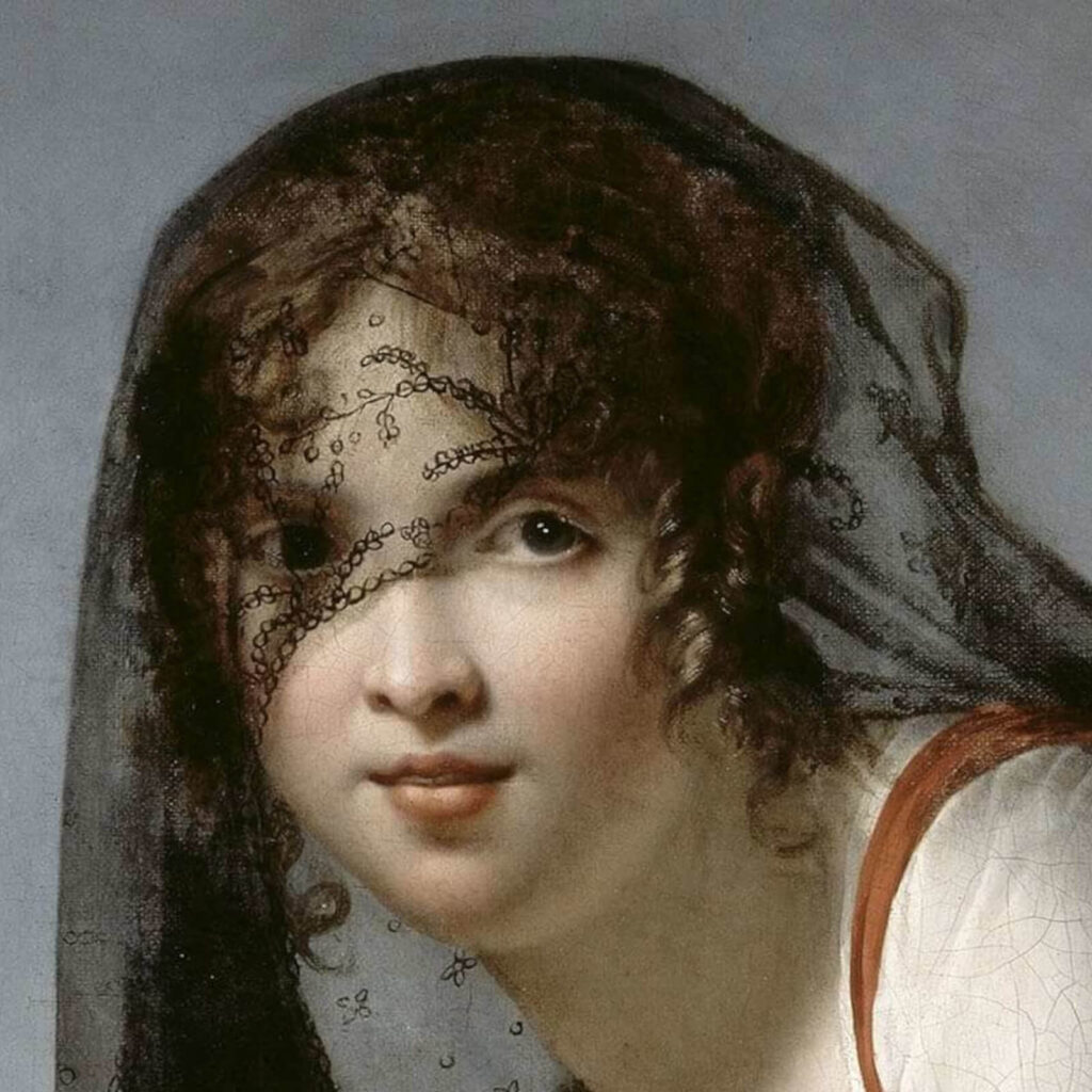 Marie-Denise Villers: Marie-Denise Villers, Self-Portrait, 1802, The Louvre, Paris, France. Detail.
