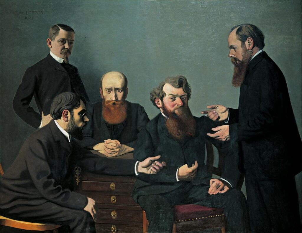 Félix Vallotton: Félix Vallotton, The Five Painters, 1902-1903, Kunst Museum Winterthur, Winterhur, Switzerland.
