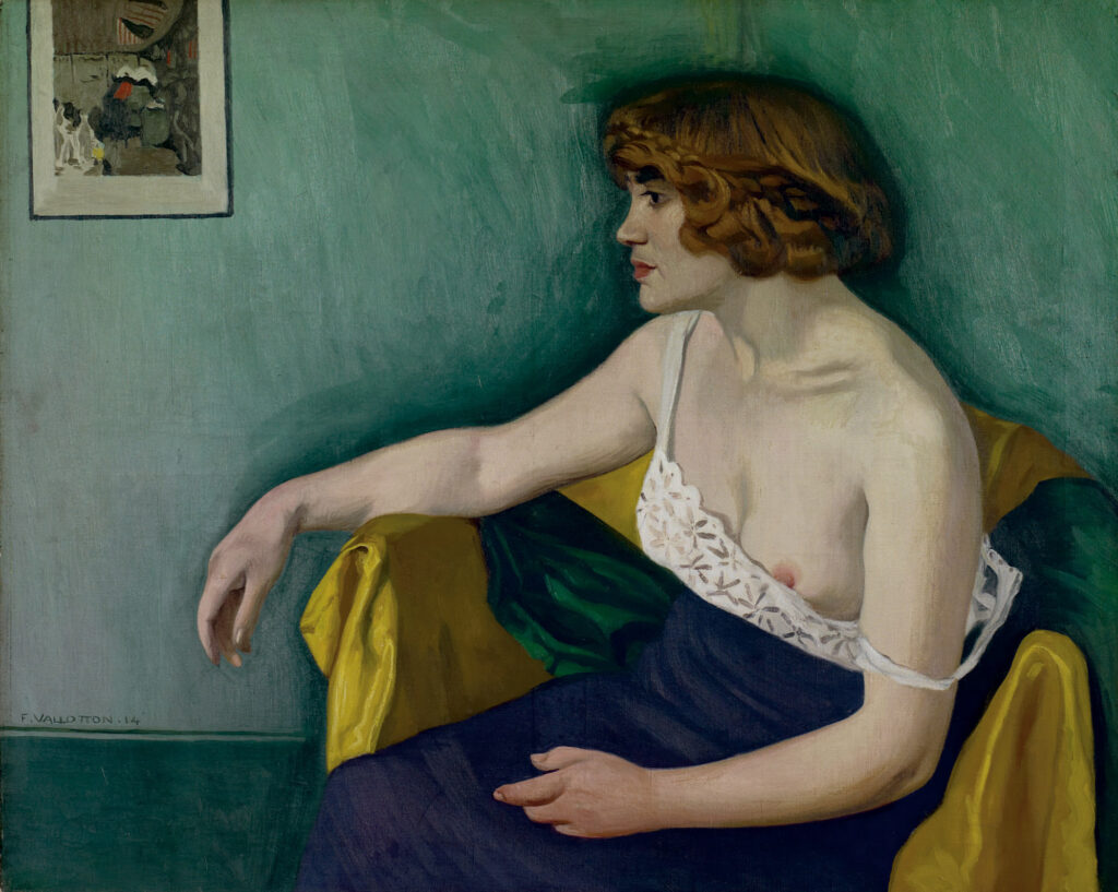 Félix Vallotton: Félix Vallotton, Young Woman Sitting in Profile, 1914, private collection. Wikimedia Commons (public domain). 

