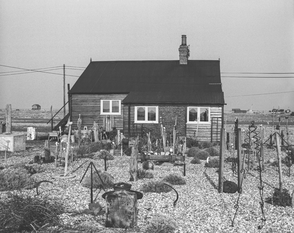 Nothing Ever Just Disappears: Rear view of Prospect Cottage, Dungeness, 199? by Howard Sooley. Courtesy of the publisher.
