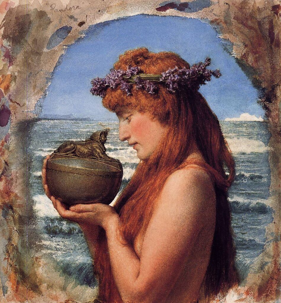 Mythological heroes: Lawrence Alma-Tadema, Pandora About to Open Her Box, 1881, private collection.

