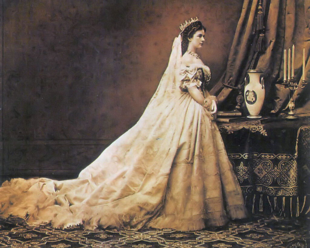 empress sisi: Empress Sisi of Austria in Hungarian Coronation Dress, 1867. Wikimedia Commons.
