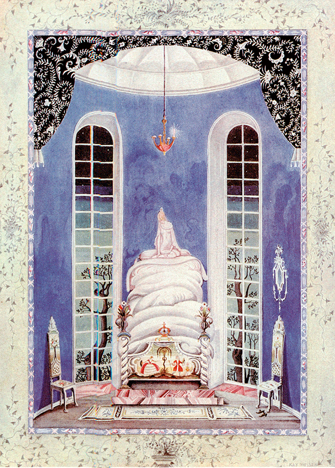 Kay Nielsen: Kay Nielsen, The Princess and the Pea from Fairy Tales of Hans Christian Andersen, 1924. The Pook Press.
