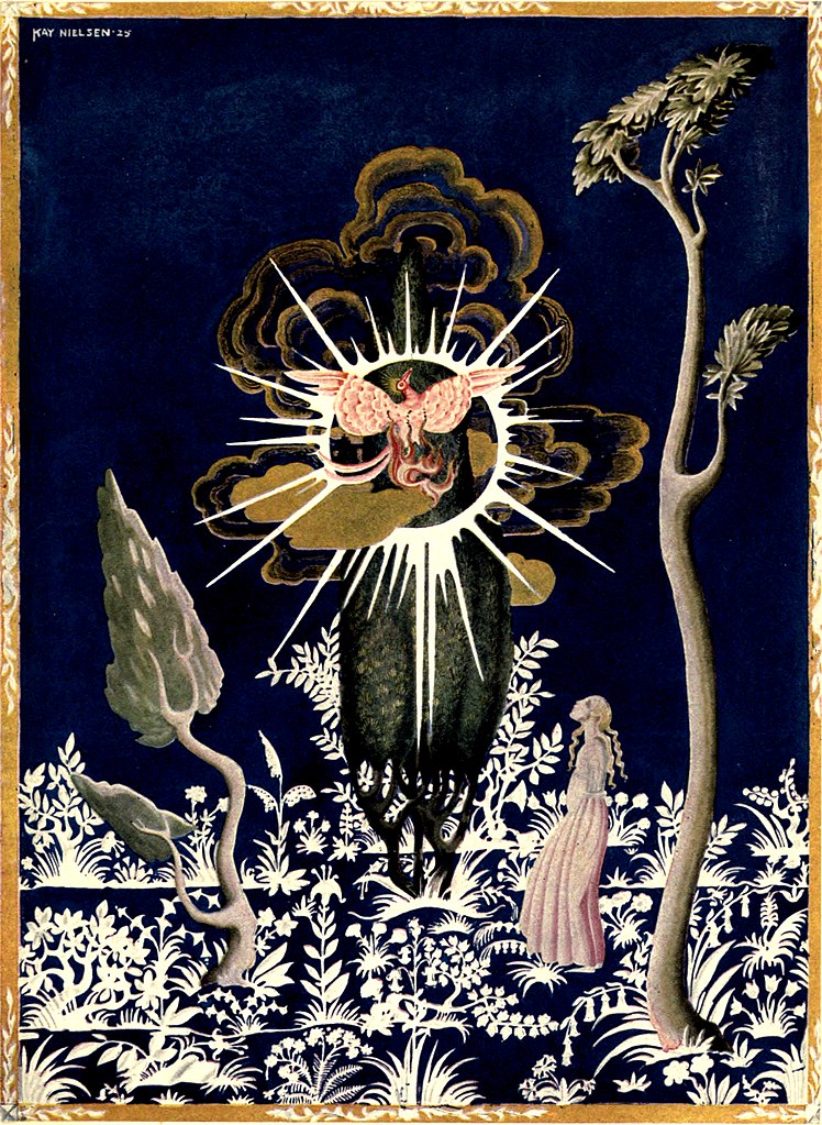 Kay Nielsen: Kay Nielsen, Juniper Tree, from Hansel and Gretel, and Other Stories by the Brothers Grimm, 1925. WikiArt.
