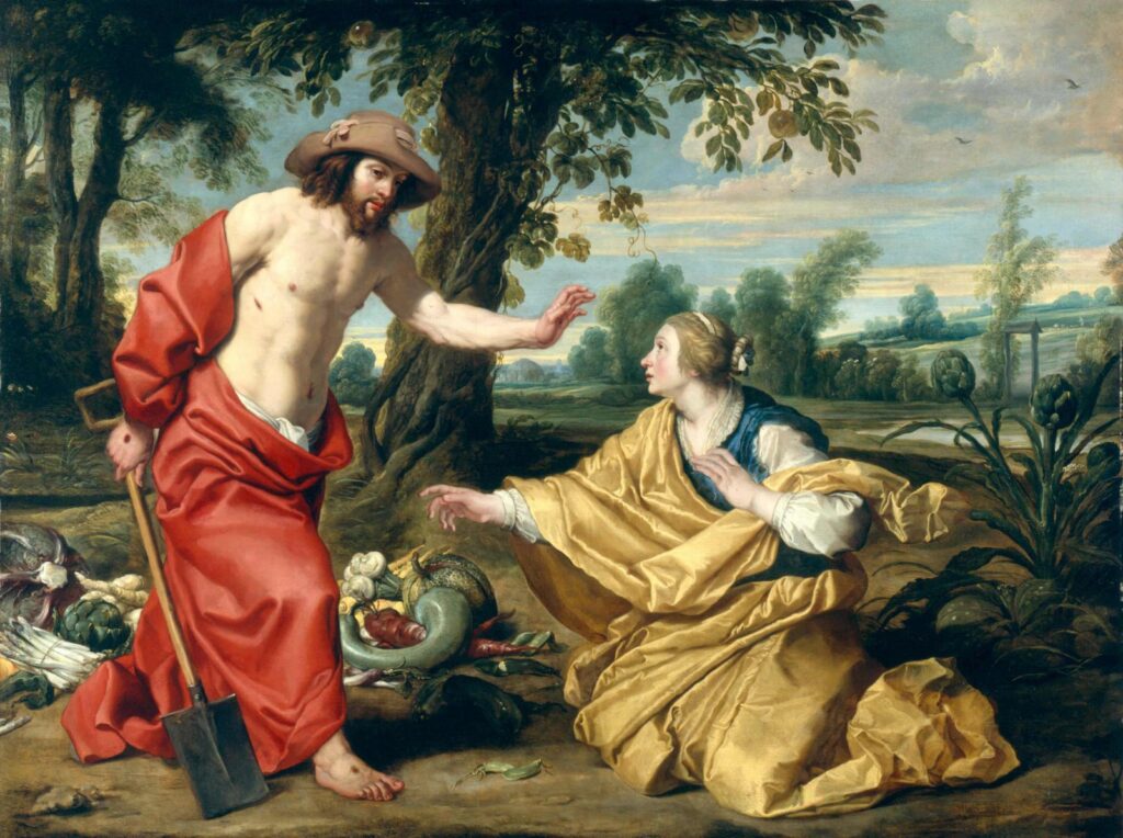 Noli me tangere in art: Abraham Janssens I (figures), Jan Wildens (landscape), Noli me tangere, c. 1620,
Musée des Beaux-Arts de Dunkerque, Dunkerque, France.

