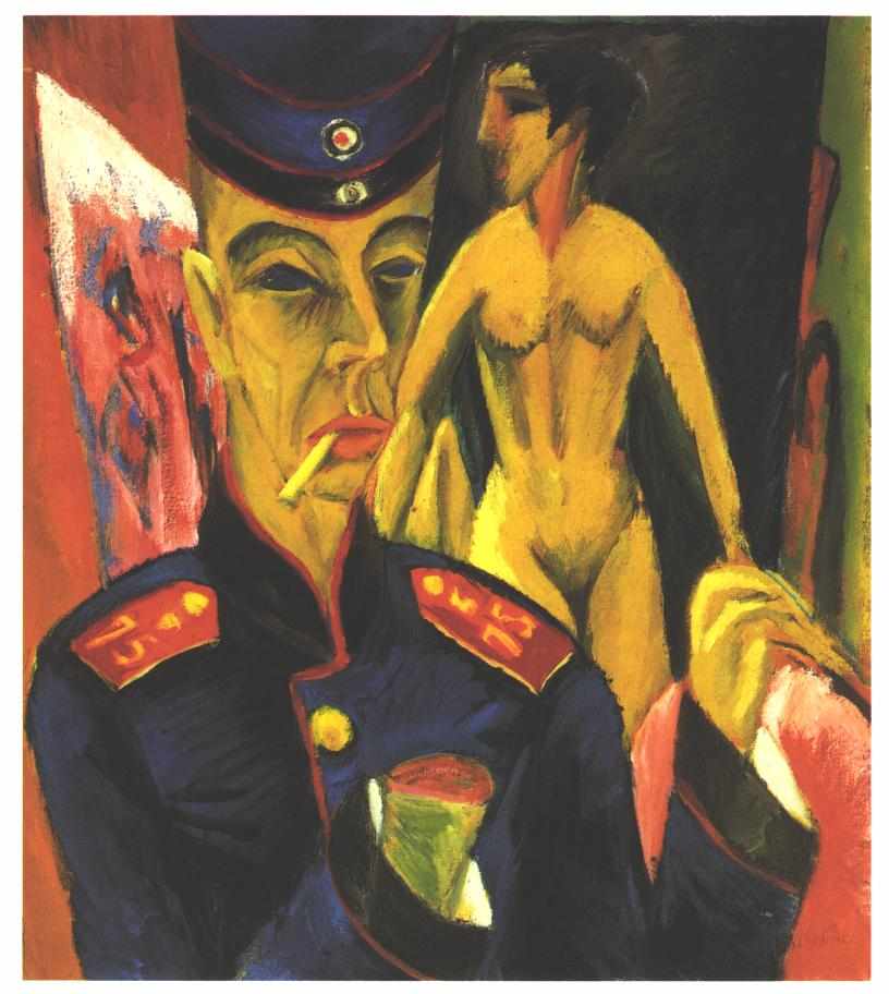 expressionist artists to know: 5 Expressionist Artists You Should Know: Ernst Ludwig Kirchner, Self-Portrait as a Soldier, 1915, Allen Memorial Art Museum, Oberlin, OH, USA.
