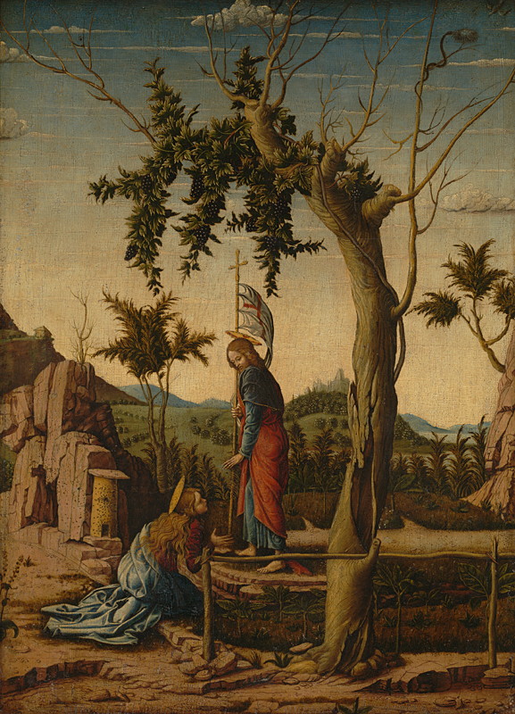 Noli me tangere in art: Imitator of Andrea Mantegna, Noli me tangere, c. 1460-1550, The National Gallery, London, UK.

