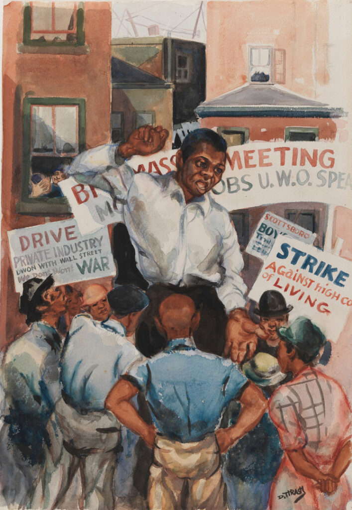 Great Depression art: Dox Thrash, Untitled (Strike), ca. 1940, Pennsylvania Academy of the Fine Arts, Philadelphia, PA, USA.
