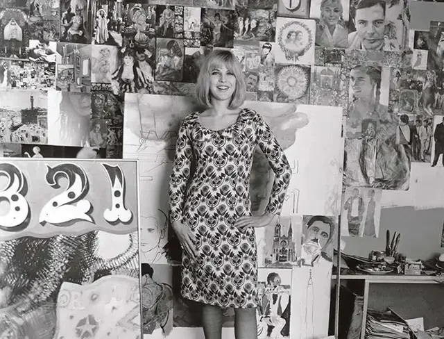 Pauline Boty: Pauline Boty in her studio, 1963, National Portrait Gallery, London. Detail.

