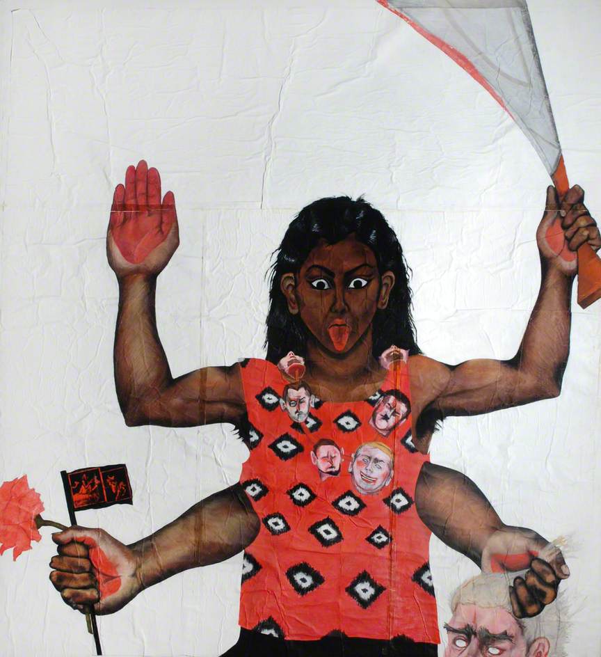 Female rage in art: Sutapa Biswas, Housewives with Steak-Knives, 1985,  Bradford Museums and Galleries, Bradford, UK.
