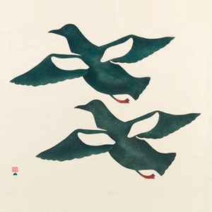 inuit art: Kananginak Pootoogook, Two Sea Pigeons, 1959, color stencil on wove japan paper, reproduced with permission Dorset Fine Arts. Photo credit: the artist. Inuit Art Quarterly’s website.
