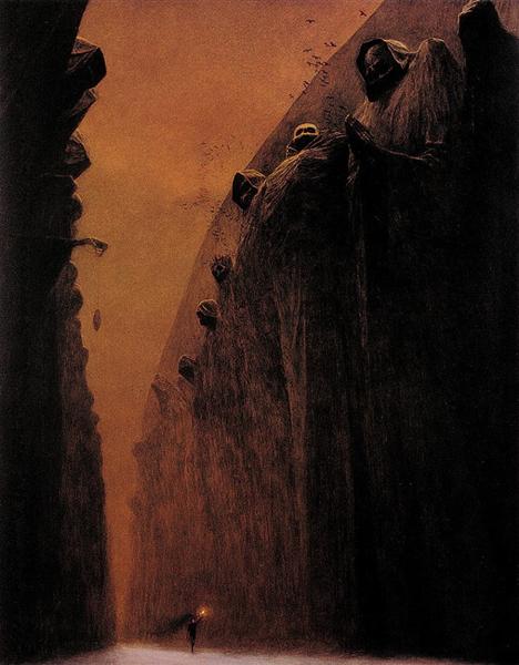 Beksiński paintings: Zdzisław Beksiński in 10 Paintings: Zdzisław Beksiński, Untitled, 1972, The Historical Museum in Sanok, Sanok, Poland.
