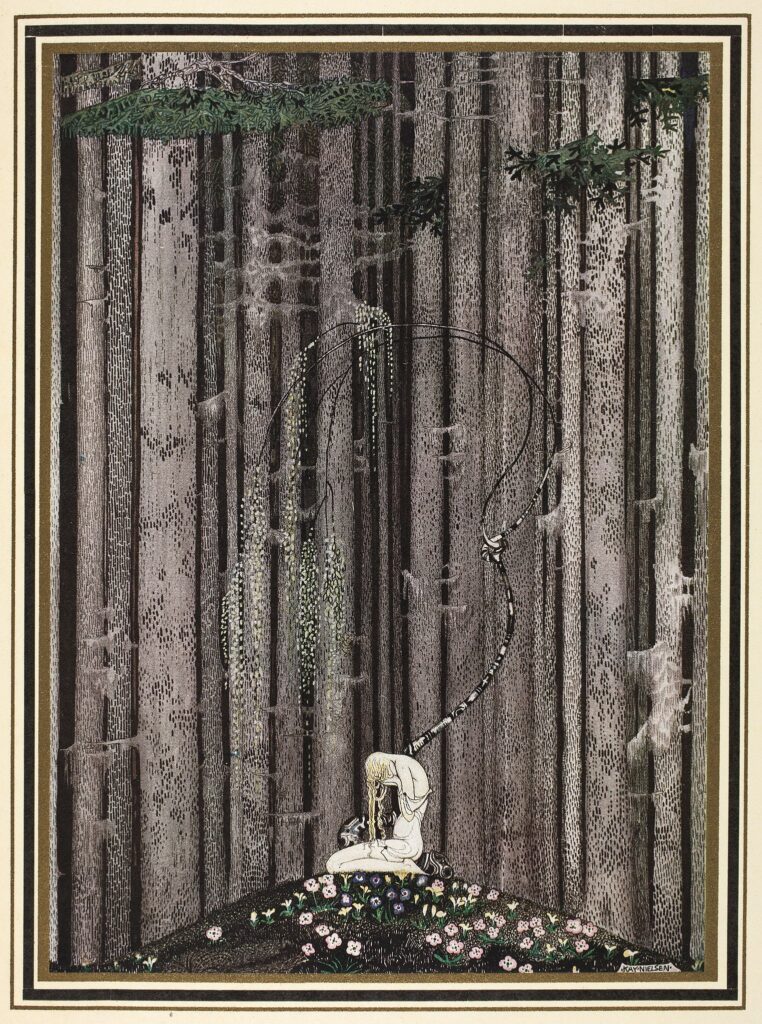 Kay Nielsen: Kay Nielsen, In the Midst of the Gloomy Thick Wood from East of the Sun, West of the Moon, 1914, The National Library of New Zealand, Wellington, New Zealand.
