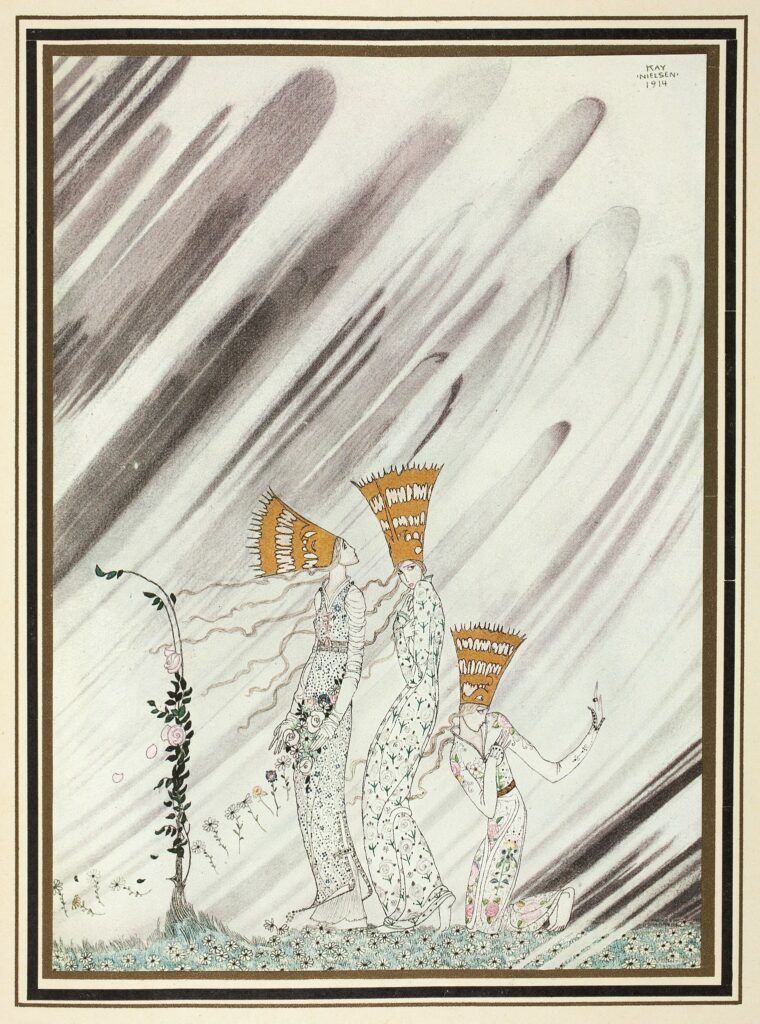 Kay Nielsen: Kay Nielsen, A Snow Drift Carried Them Away, from East of the Sun, West of the Moon, 1914.
