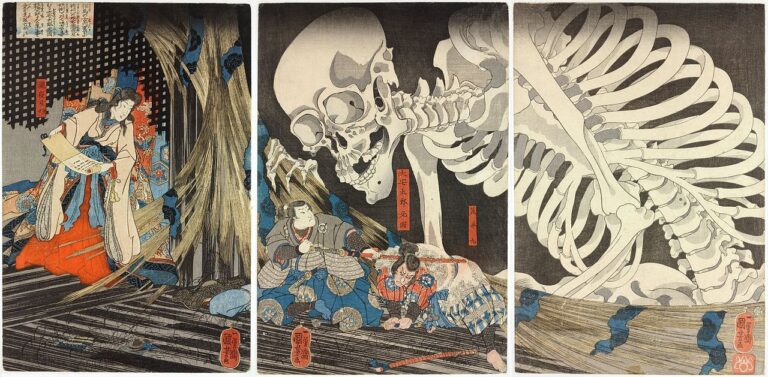 yūrei-zu: Utagawa Kuniyoshi, Takiyasha the Witch and the Skeleton Spectre, 19th century. Woodblock print on Paper. Victoria & Albert Museum, London, UK.
