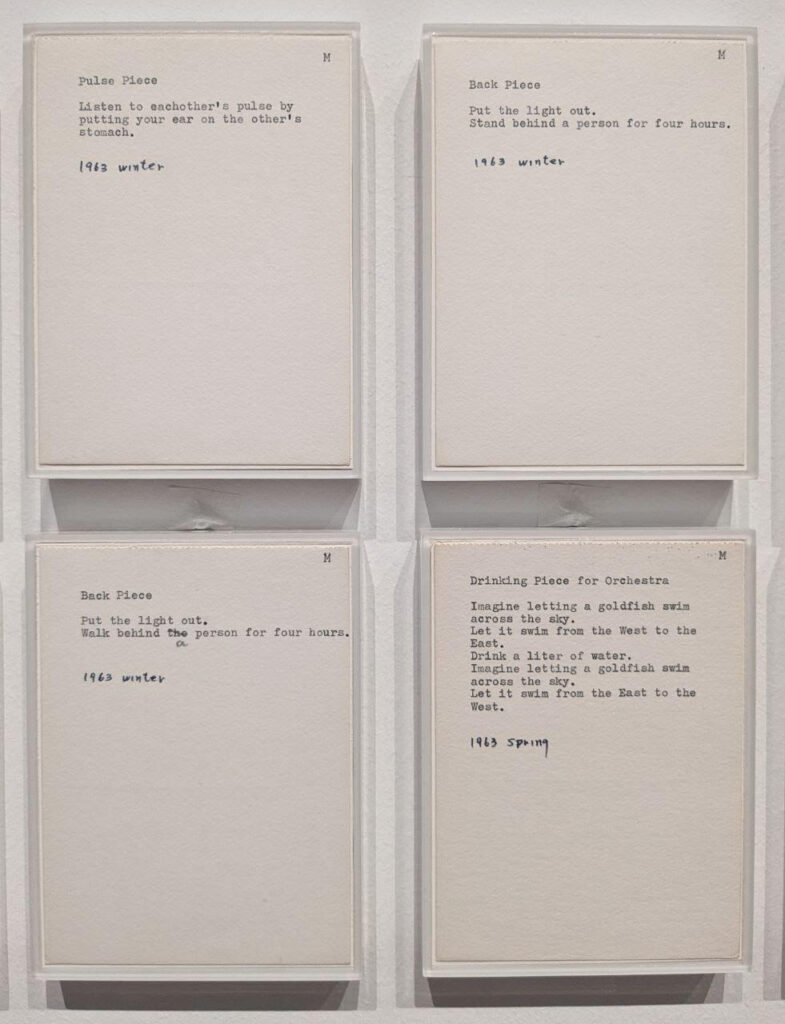 yoko ono exhibition: Yoko Ono, Typescripts for Grapefruit, 1963-1964, Tate Modern, London, UK. Photograph by Barbara Bravi.
