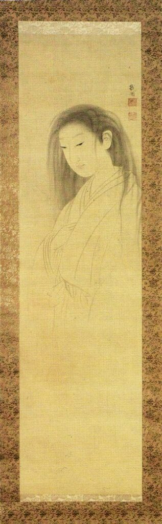 yūrei-zu: Maruyama Ōkyo, The Ghost of Oyuki, 1750. Wikimedia Commons (public domain).
