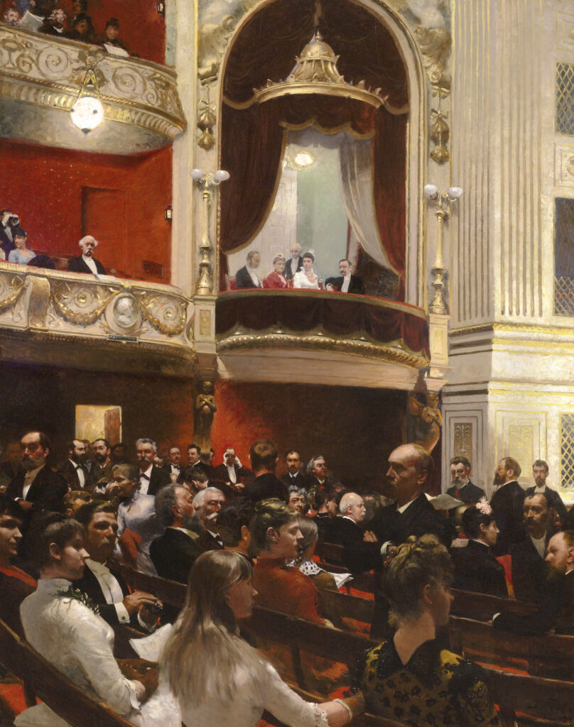 party in art: Party in Art: Paul Gustav Fischer, An Evening at the Royal Theatre, ca. 1887 -1888. Photo via Wikimedia Commons (public domain).

