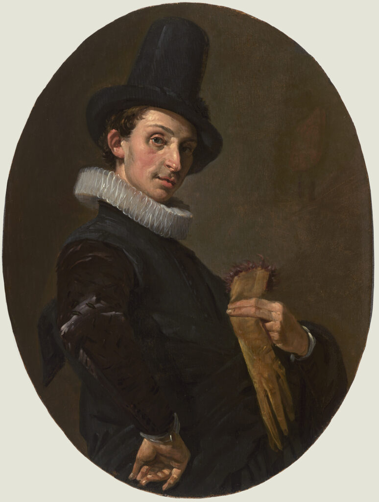 frans hals exhibition: Frans Hals, Portrait of a Young Man holding a Pair of Gloves, ca 1619, Rose-Marie and Eijk de Mol van Otterloo Collection, USA.
