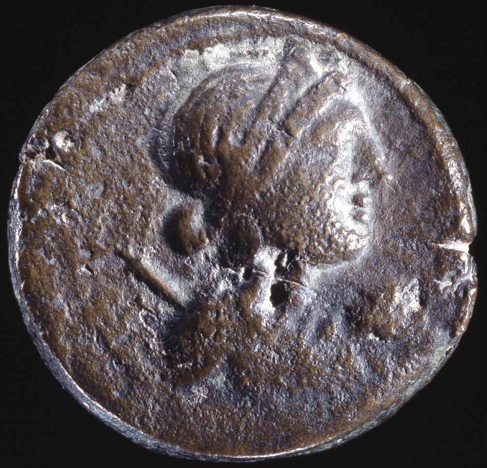 racism in art: Copper coin of Cleopatra, c. 51-30 BC, British Museum, London, UK.
