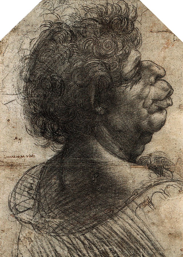 Leonardo da Vinci caricatures: Leonardo da Vinci, Grotesque Head, 1482-1499, University of Oxford, Oxford, UK.
