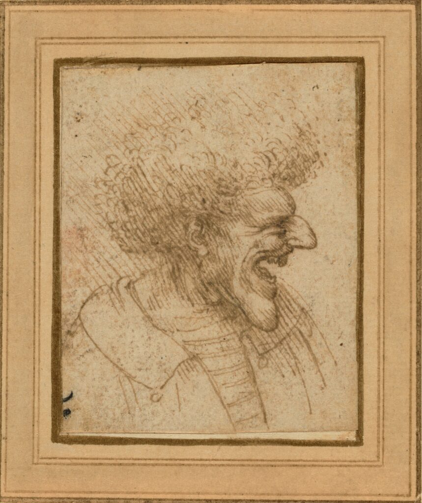 Leonardo da Vinci caricatures: Leonardo da Vinci, Caricature of a Man with Bushy Hair, 1495, The J. Paul Getty Museum, Los Angeles, CA, USA.
