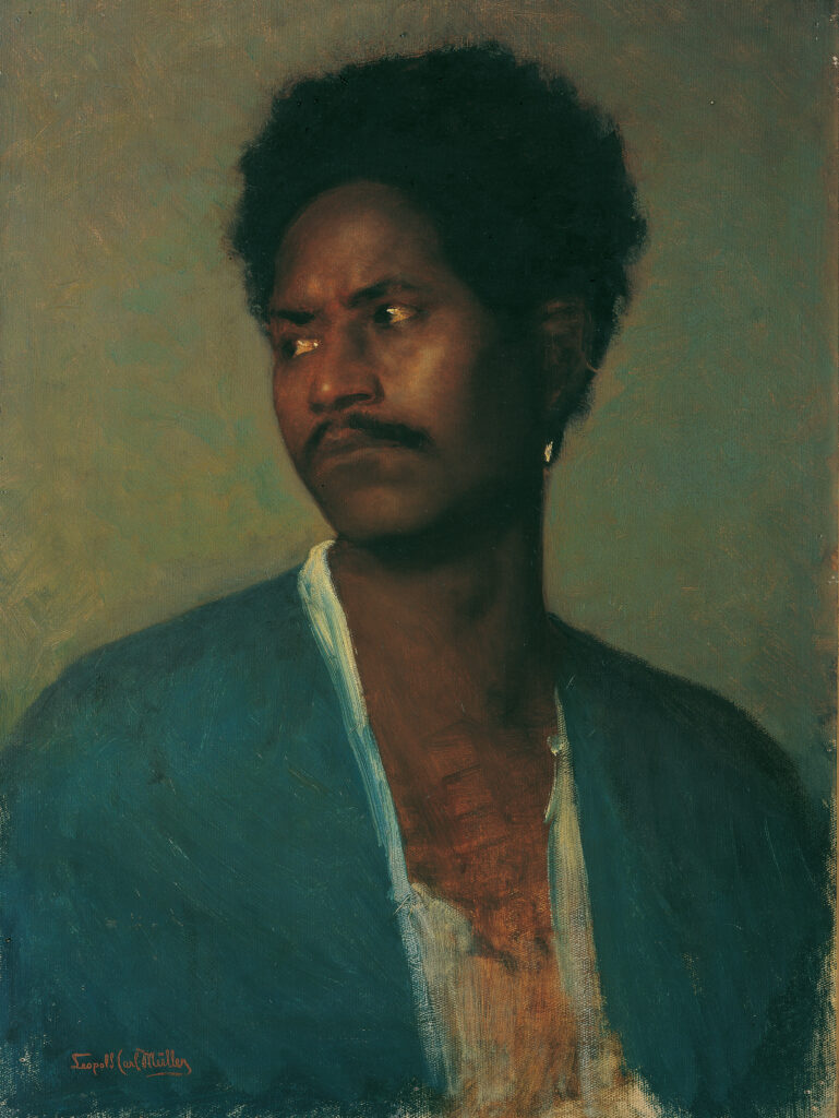 racism in art: Leopold Carl Müller, Portrait of a Nubian Man, undated, Belvedere, Vienna, Austria.
