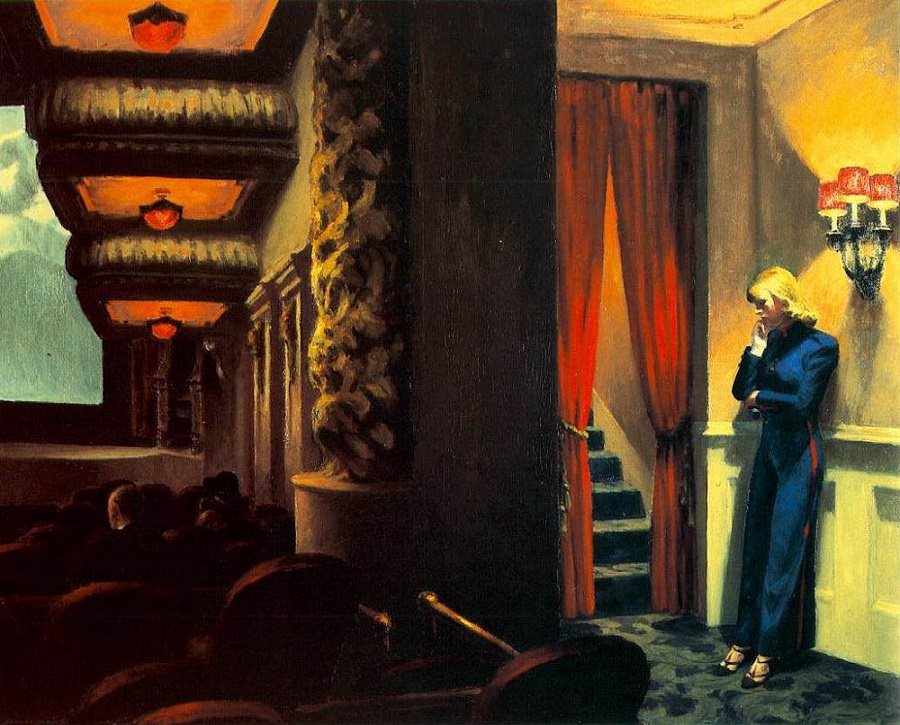 saddest paintings: Edward Hopper, New York Movie, 1939, Museum of Modern Art, New York City, NY, USA.
