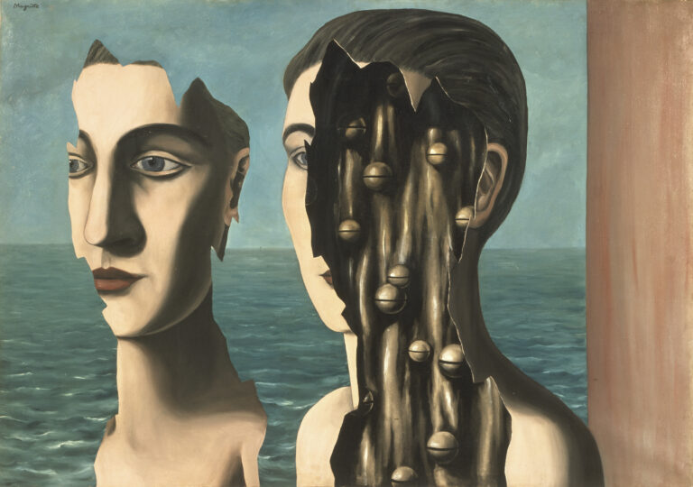 Surrealism in Belgium: René Magritte, The Secret Double, 1927, oil on canvas, Centre Pompidou, Paris, France. © Succession Magritte – Sabam Belgium 2024.
