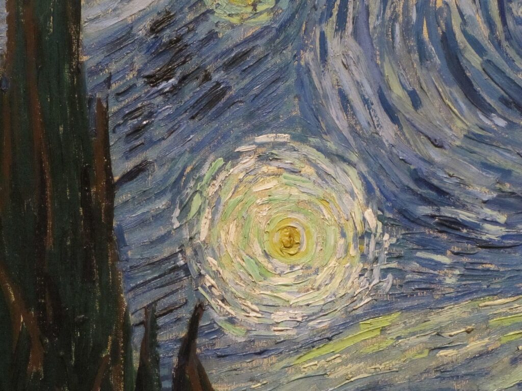 The Starry Night Van Gogh: Vincent van Gogh, The Starry Night, 1889, Museum of Modern Art, New York City, NY, USA. Detail.
