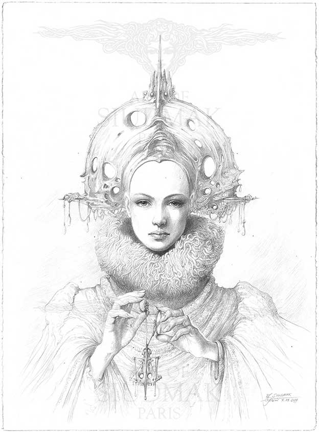 Wojtek Siudmak: Wojtek Siudmak, Dune Series: Crystal Lady, 2014. Pencil drawing. Artist’s website.
