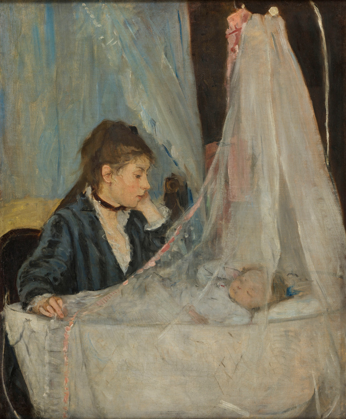 Berthe Morisot paintings: Berthe Morisot, The Cradle, 1872, Musée d’Orsay, Paris, France.
