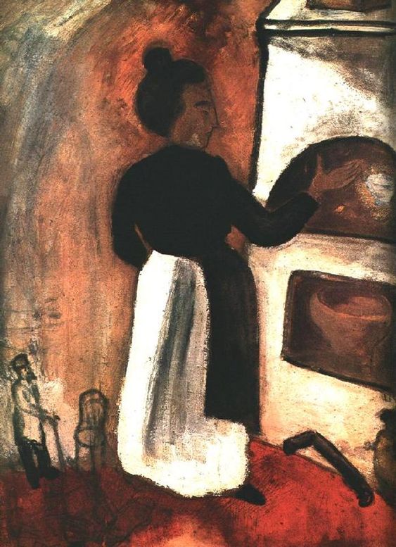 artists' mothers: Marc Chagall, Mother by the Oven, 1914. Wikioo.
