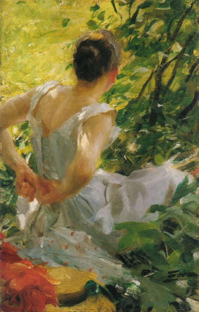 art of getting dressed: Anders Zorn, Woman Dressing, ca. 1893, private collection.
