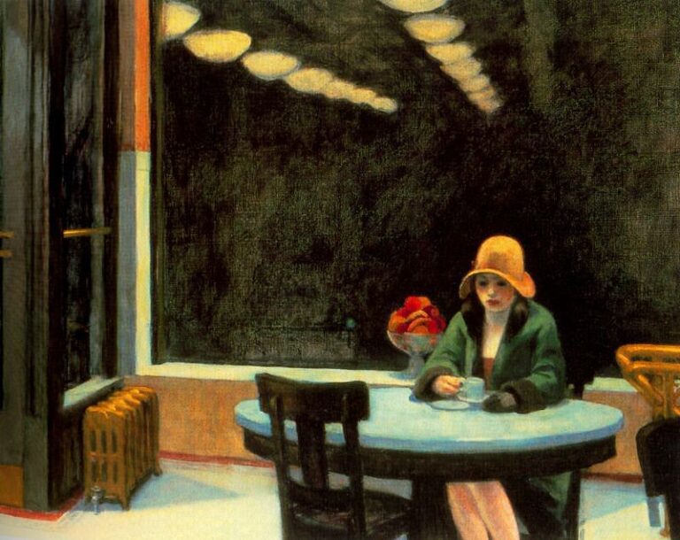 saddest paintings: Edward Hopper, Automat, 1927, Des Moines Art Center, Des Moines, IA, USA.
