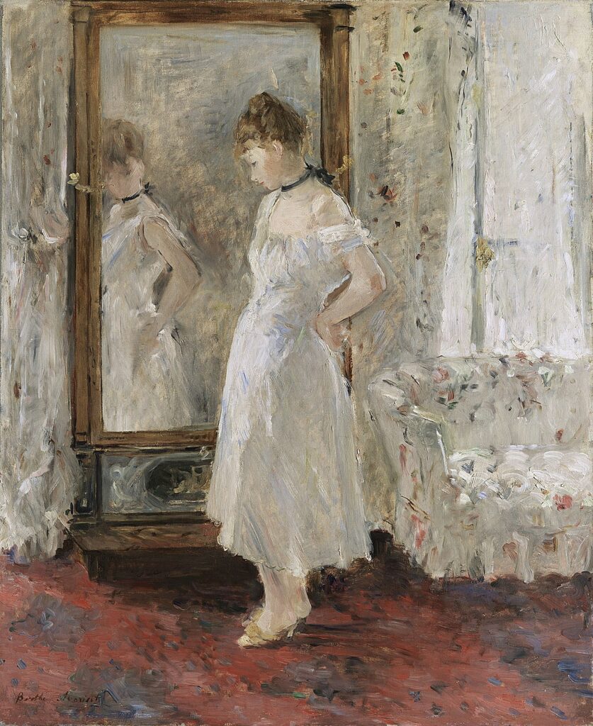 Berthe Morisot paintings: Berthe Morisot, The Psyche Mirror, 1876, Thyssen-Bornemisza Museum, Madrid, Spain.
