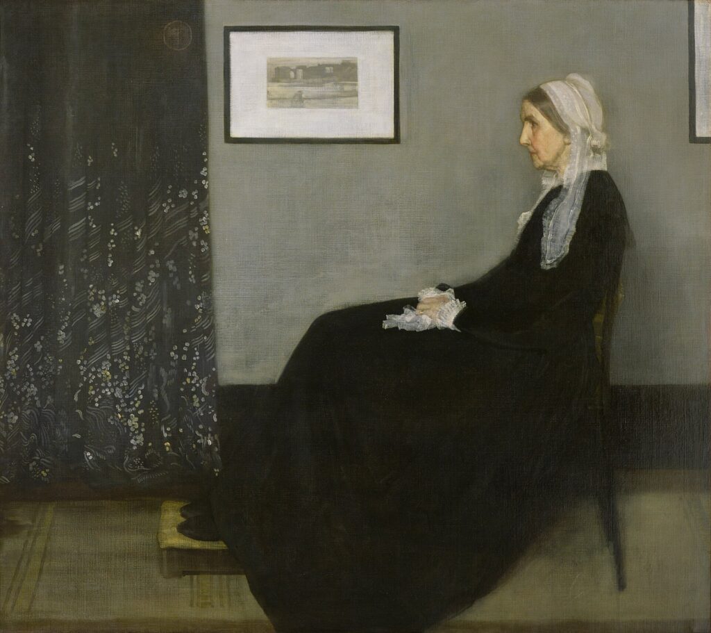 artists' mothers: James McNeill Whistler, Arrangement in Grey and Black No 1: Portrait of the Artist’s Mother, 1871, Musée d’Orsay, Paris, France.
