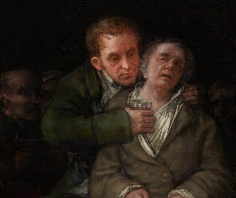 syphilis artists: Francisco Goya, Self-Portrait with Dr. Arrieta, 1820, Minneapolis Institute of Art, Minneapolis, MN, USA. Detail.
