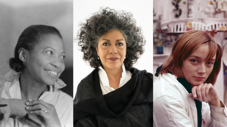 women sculptors: Left: Augusta Savage. Wikimedia Commons (public domain); centre: Doris Salcedo. Photograph by Solomon R. Guggenheim Museum via Wikimedia Commons (CC0 1.0); right: Niki de Saint Phalle. Intenri Magazine.
