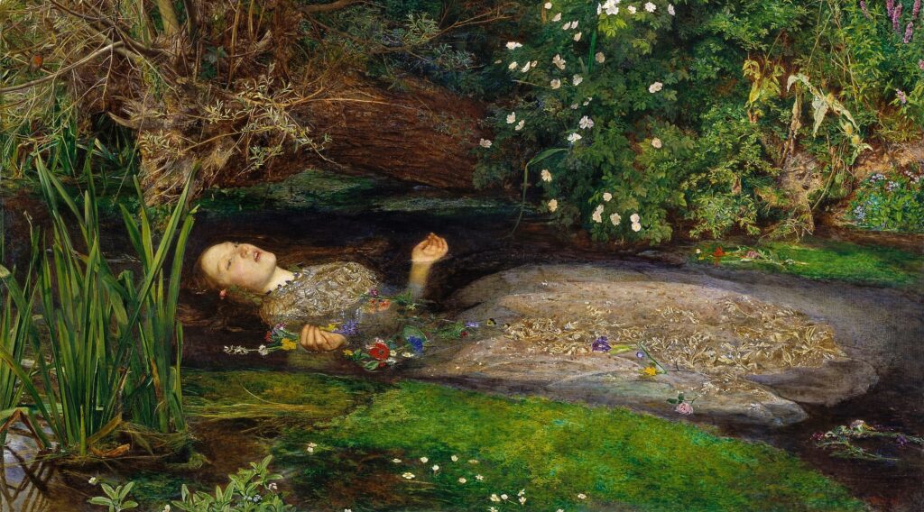 Artists Who Painted Other Artists: Artists Who Painted Other Artists: John Everett Millais, Ophelia, c. 1851, Tate, London, UK. Museum’s website. Detail.
